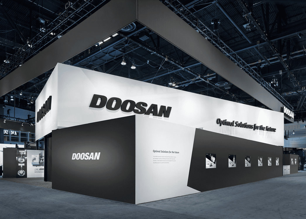 A custom trade show exhibit designed for Doosan.