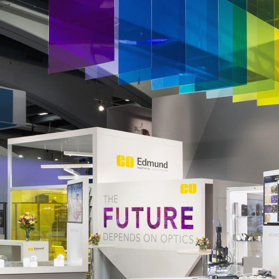900x900 Edmund Optical trade show booth product display