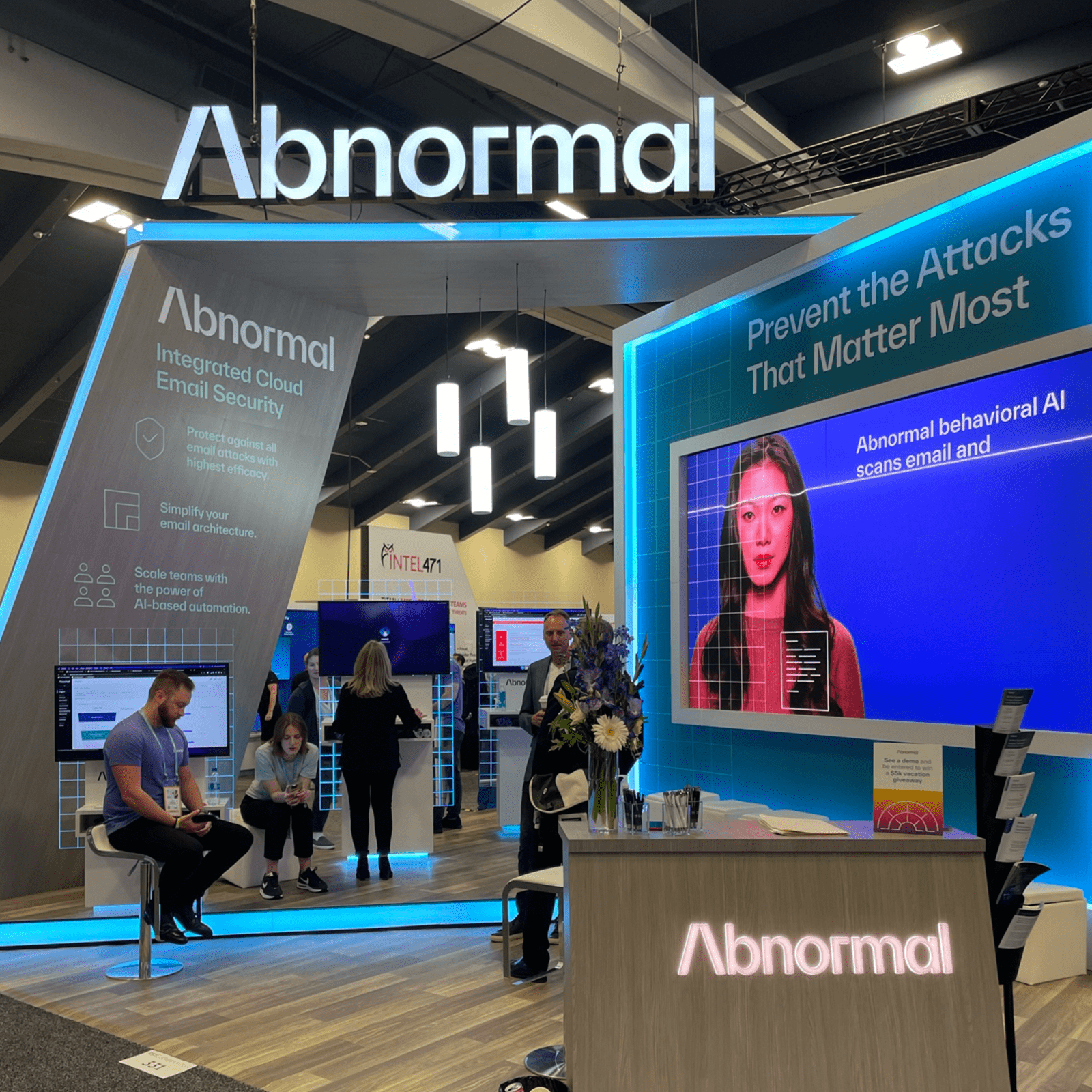 Abnormal's exhibit with channel-lit logos at RSA 2022