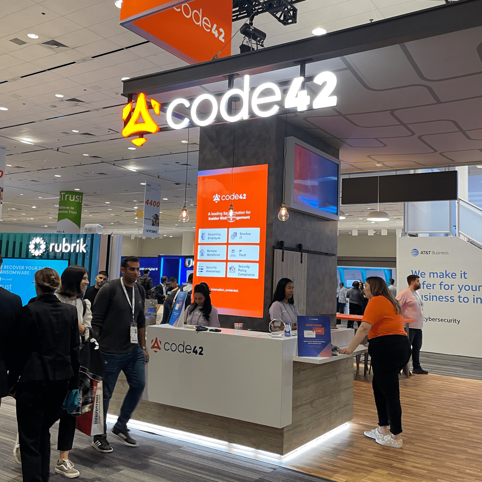 Code42's channel lit logo and kicker lighting