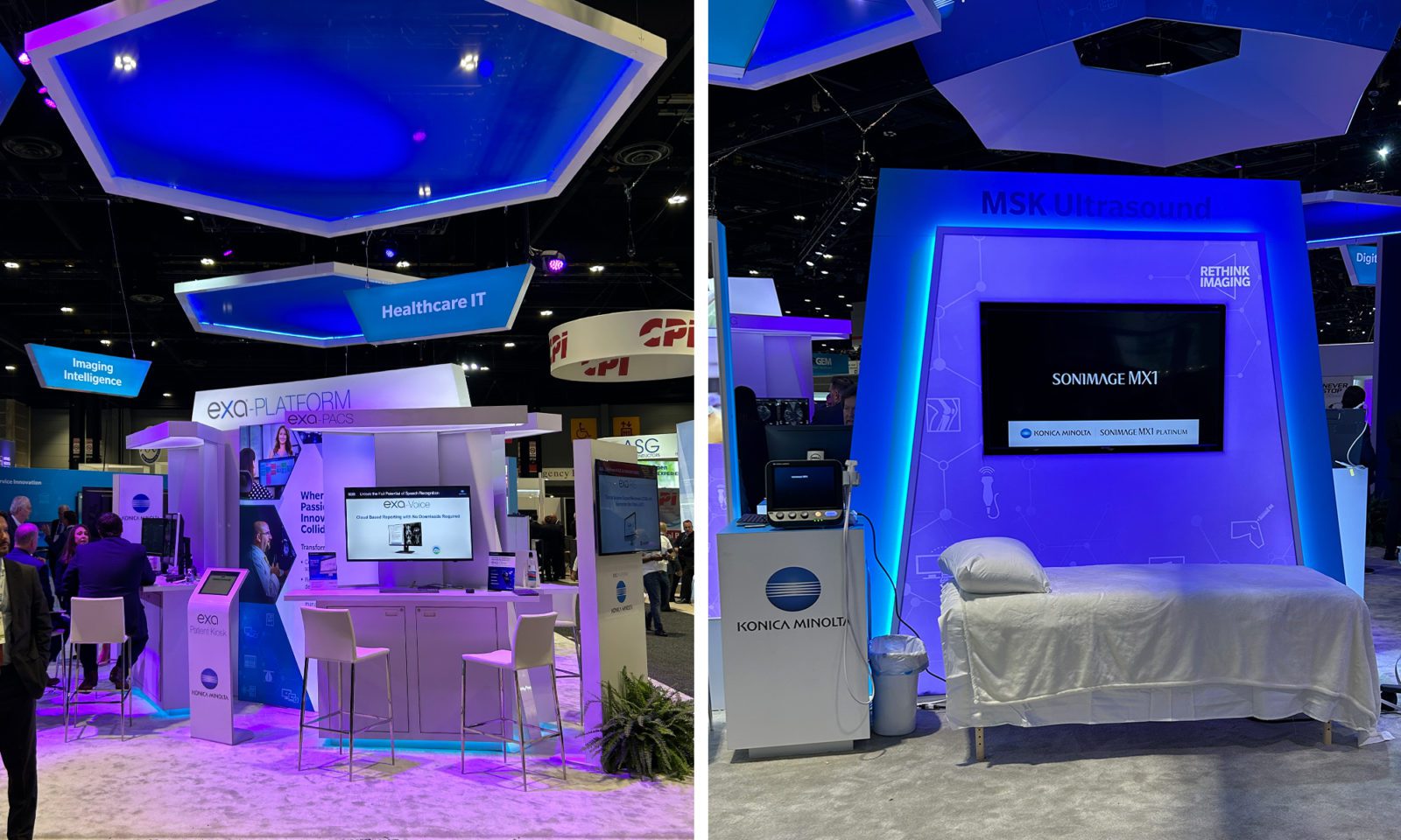 Two of the stations within Konica Minolta's exhibit