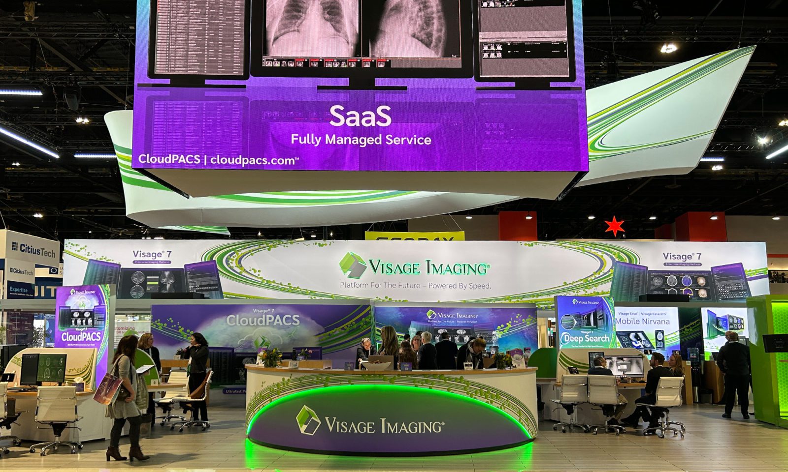 Visage Imaging's glowing, green booth