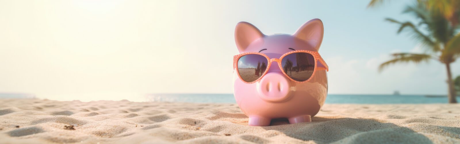 Piggy Bank on Beach Vacation Banner