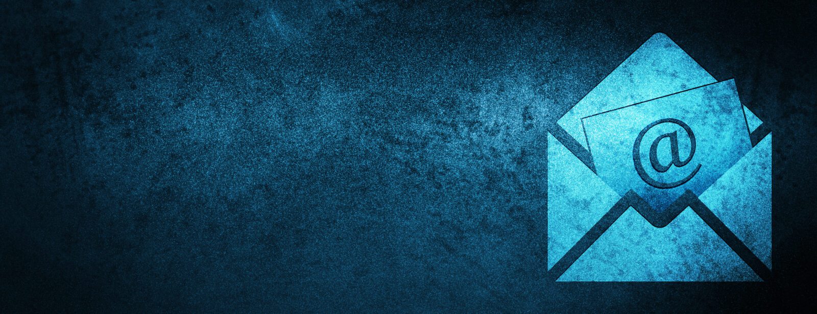 Newsletter email icon special blue banner background Trade Show Marketing